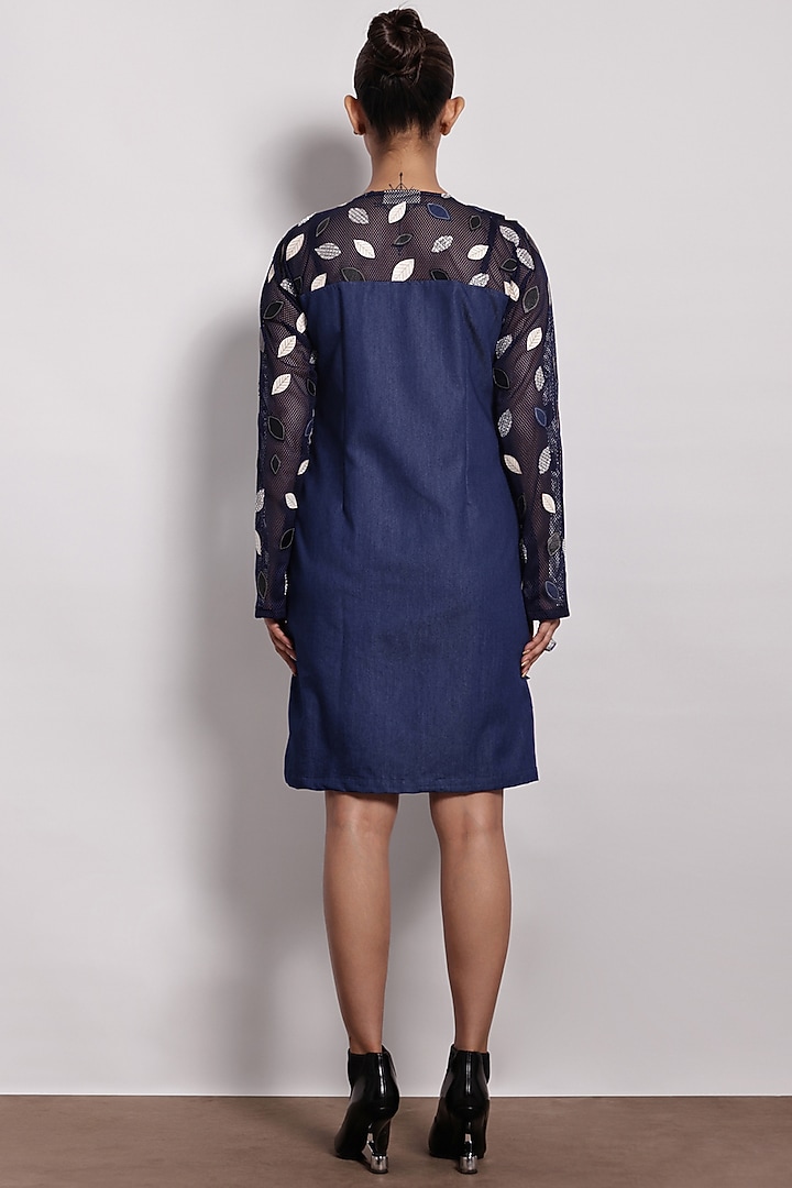 Denim Blue Mini Vacation Dress by Devina Juneja at Pernia's Pop Up Shop