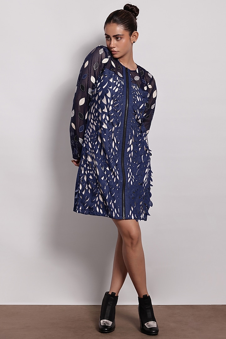 Denim Blue Mini Vacation Dress by Devina Juneja at Pernia's Pop Up Shop
