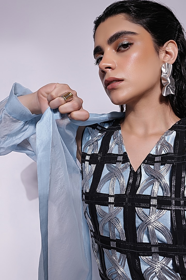 Light Blue Organza Overlay by Devina Juneja at Pernia's Pop Up Shop
