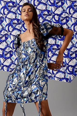 Georgette Self Design Richa Fashion World Western Gown, Half