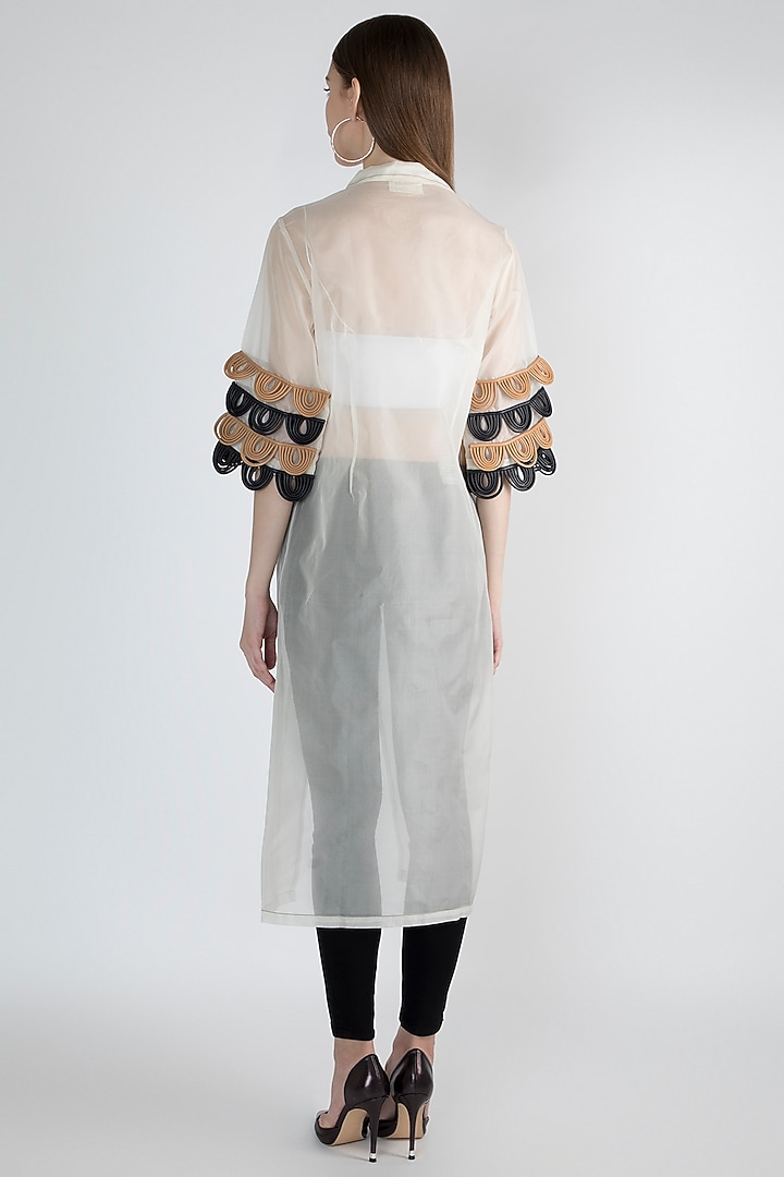 White Embroidered Kimono Jacket by Devina Juneja at Pernia's Pop Up Shop