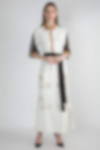 White Handwoven Maxi Dress by Devina Juneja