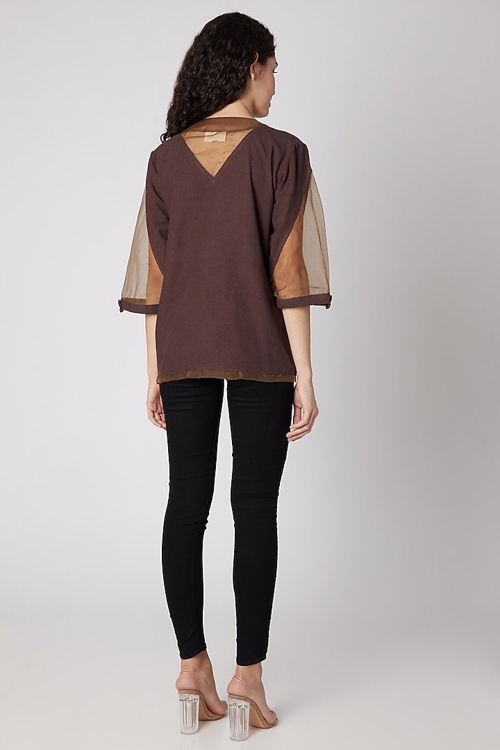 Brown Cotton Canvas Top by Devina Juneja at Pernia's Pop Up Shop