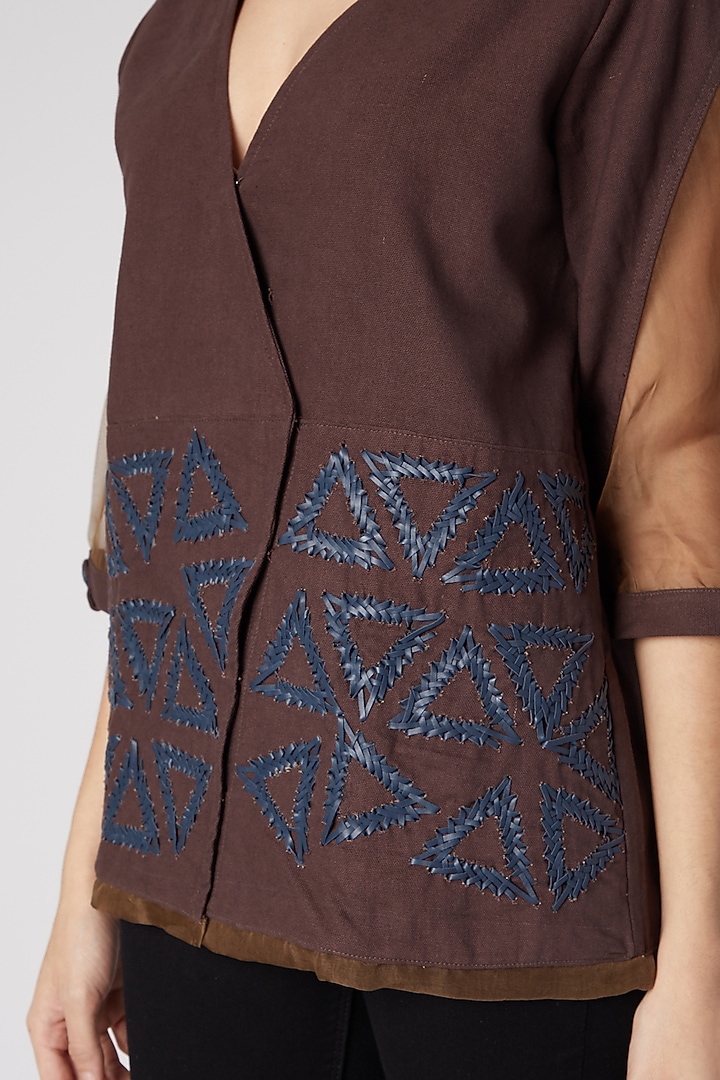 Brown Cotton Canvas Top by Devina Juneja at Pernia's Pop Up Shop