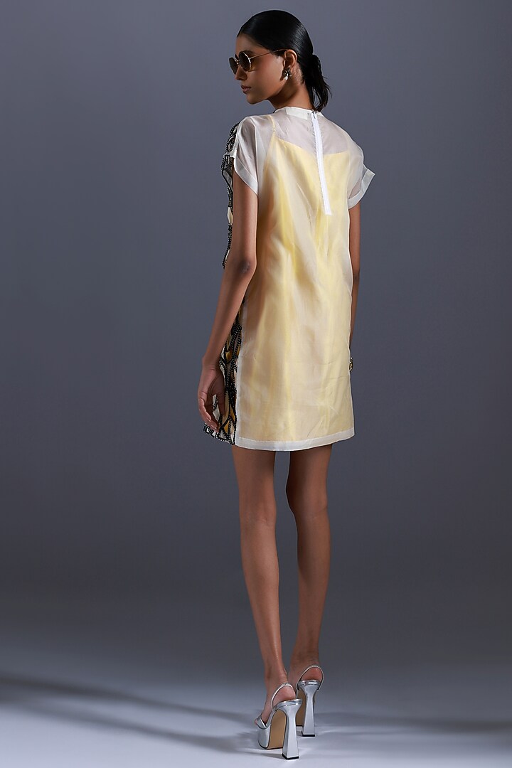 Black & White Blue Applique Embroidered Vacation Dress by Devina Juneja at Pernia's Pop Up Shop