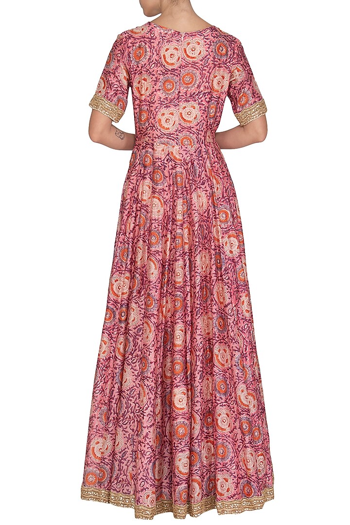Pink Embroidered & Printed Wedding Anarkali Set by Shalini Dokania at Pernia's Pop Up Shop