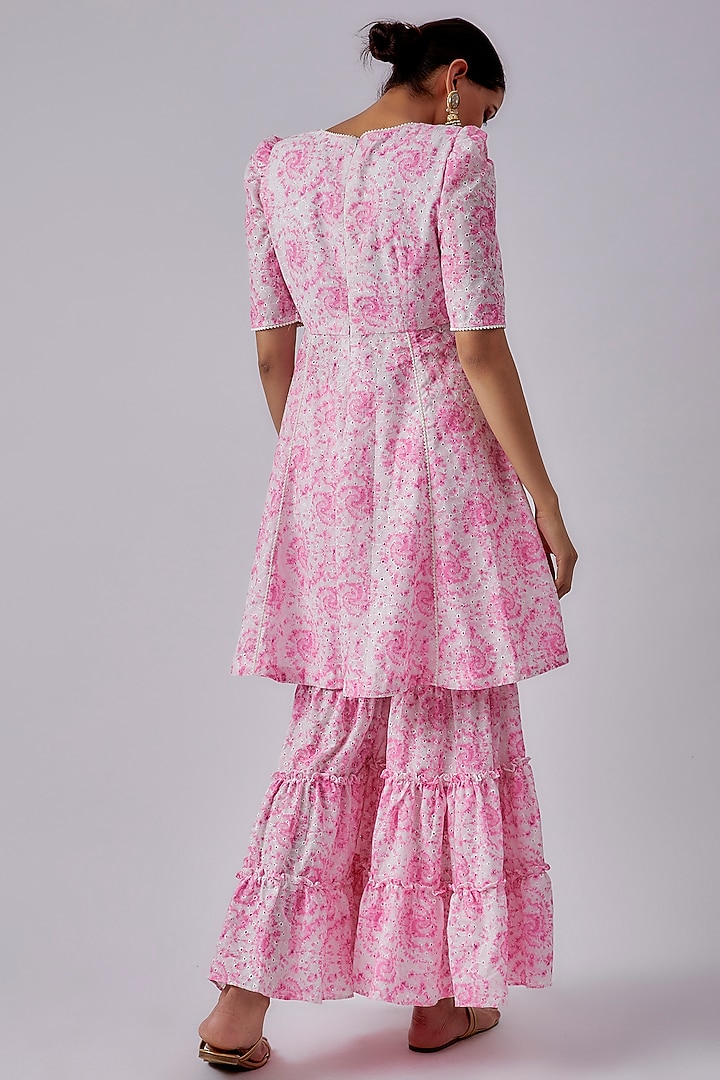 Pink Cotton Tie-Dye Printed Party Wear Sharara Set by Shalini Dokania at Pernia's Pop Up Shop