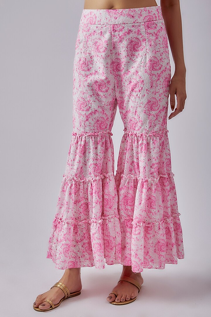 Pink Cotton Tie-Dye Printed Party Wear Sharara Set by Shalini Dokania at Pernia's Pop Up Shop