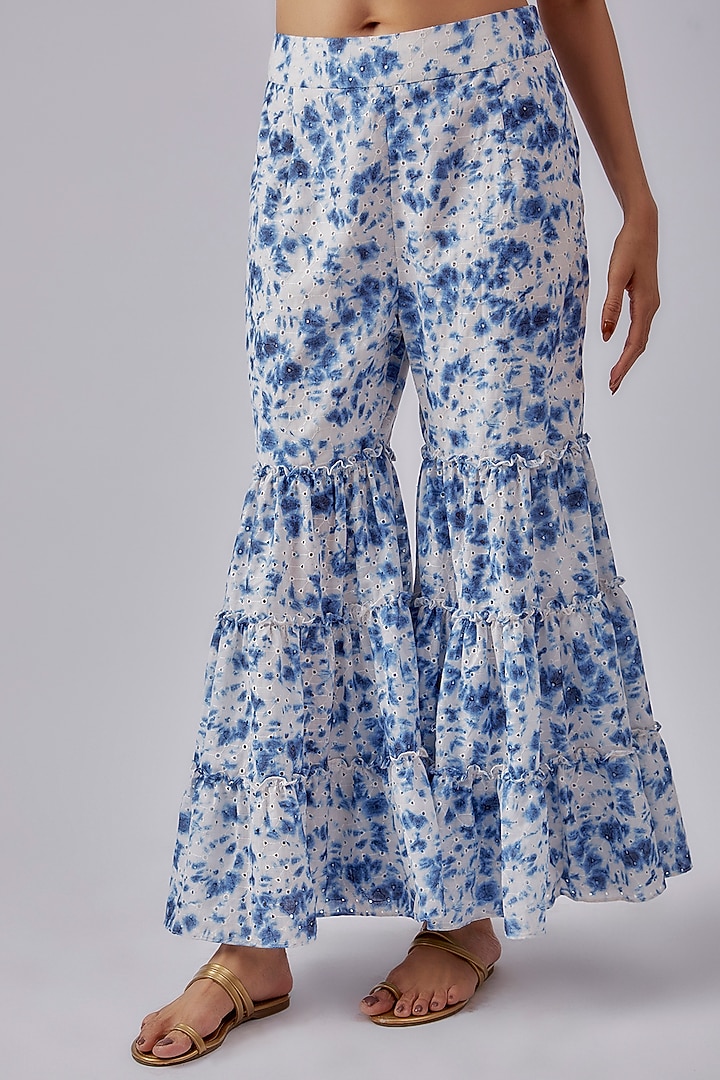 Blue Cotton Tie-Dye Printed Party Wear Sharara Set by Shalini Dokania at Pernia's Pop Up Shop