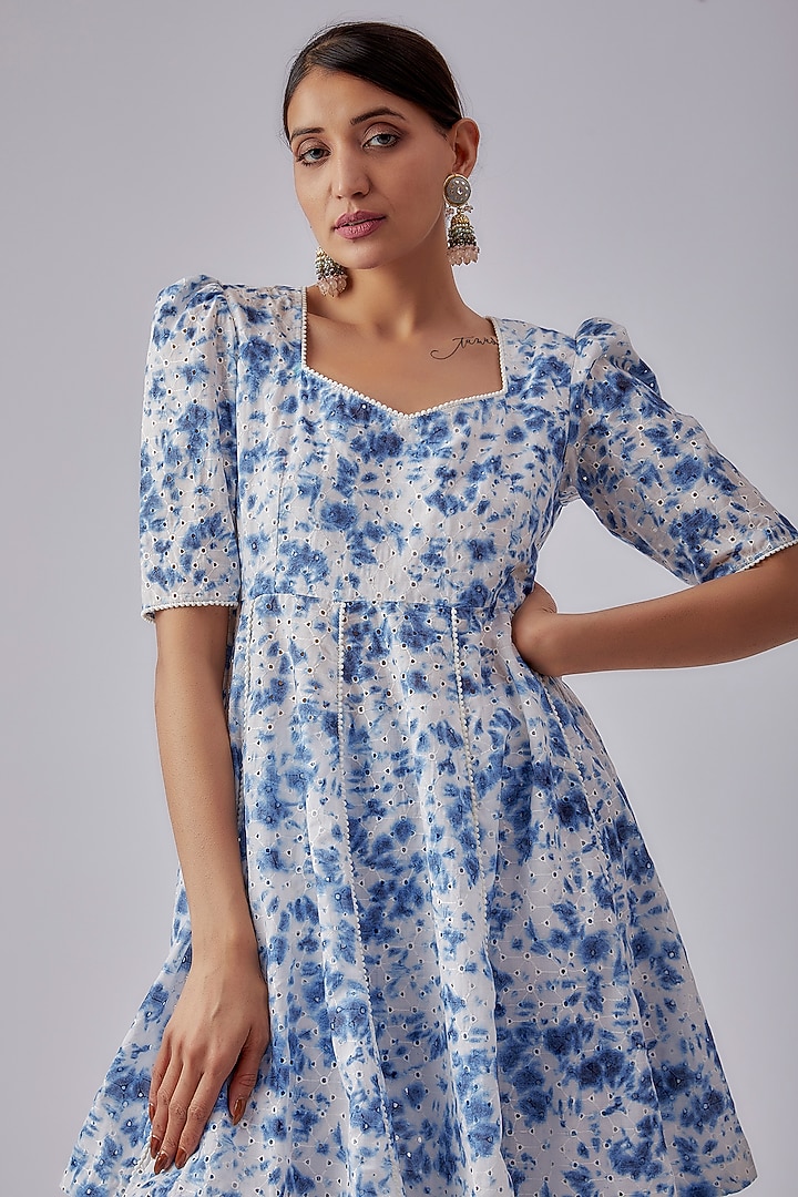 Blue Cotton Tie-Dye Printed Party Wear Sharara Set by Shalini Dokania at Pernia's Pop Up Shop