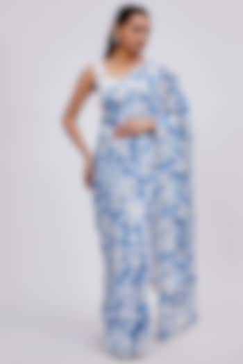 Blue Cotton Hakoba Tie-Dye Printed Saree Set by Shalini Dokania