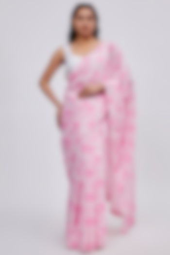 Pink Cotton Hakoba Tie-Dye Printed Saree Set by Shalini Dokania