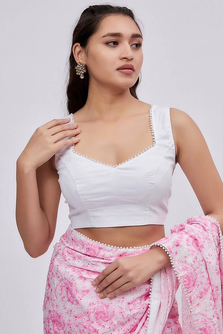 Pink Cotton Hakoba Tie-Dye Printed Party Wear Saree Set by Shalini Dokania at Pernia's Pop Up Shop
