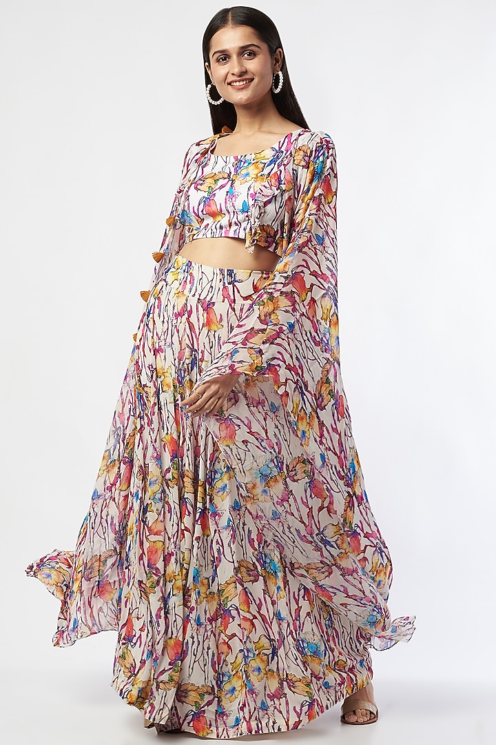 Multi-Colored Printed Skirt Set by Shalini Dokania