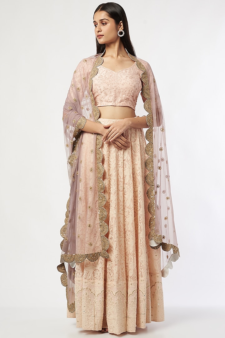 Blush Pink Embroidered Wedding Lehenga Set by Shalini Dokania at Pernia's Pop Up Shop