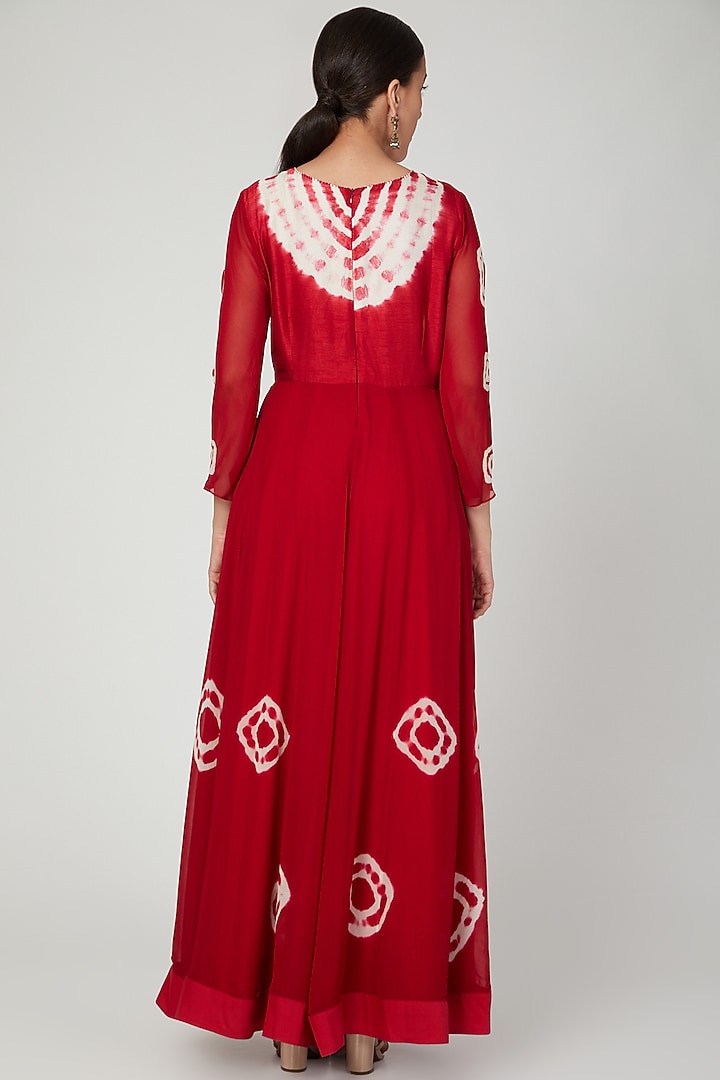 Red Embroidered Wedding Anarkali With Dupatta by Shalini Dokania at Pernia's Pop Up Shop