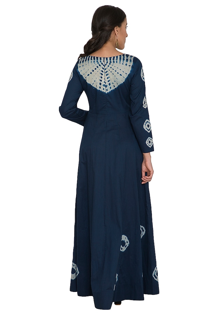 Indigo Blue Tie-Dye Party Wear Anarkali With Dupatta by Shalini Dokania at Pernia's Pop Up Shop