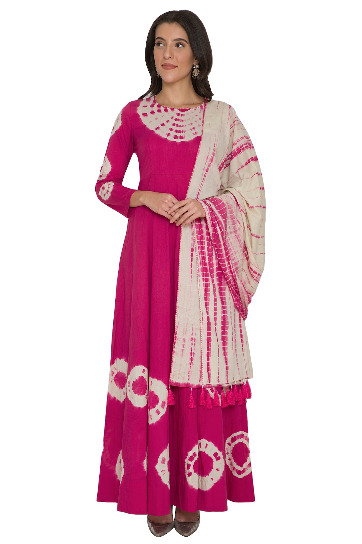 Fuchsia Tie-Dye Anarkali With Dupatta by Shalini Dokania at Pernia's Pop Up  Shop 2026