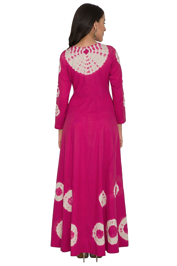 Fuchsia Tie-Dye Party Wear Anarkali With Dupatta by Shalini Dokania at Pernia's Pop Up Shop