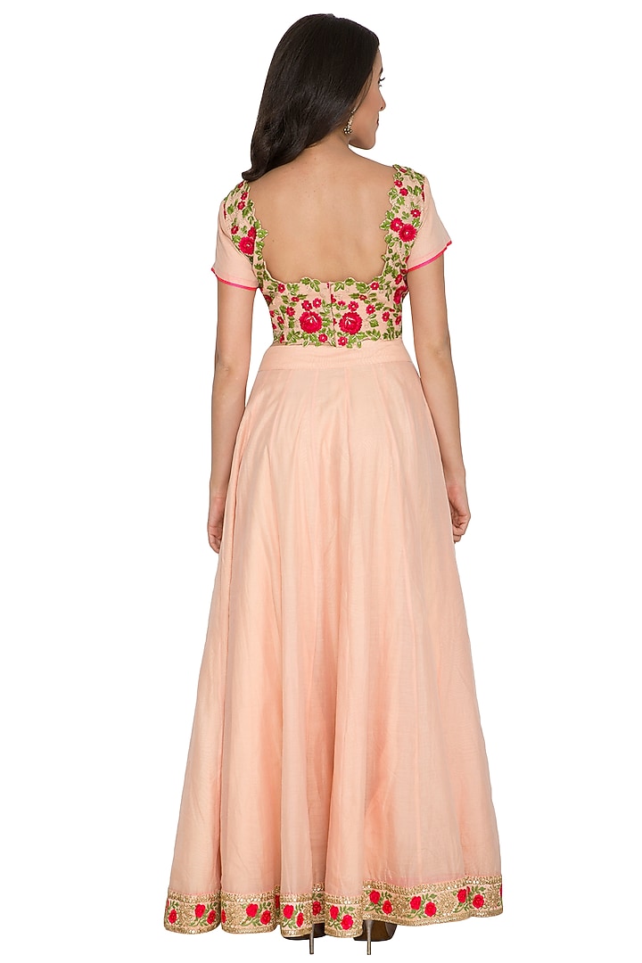 Blush Pink Embroidered Blouse With Skirt by Shalini Dokania at Pernia's Pop Up Shop
