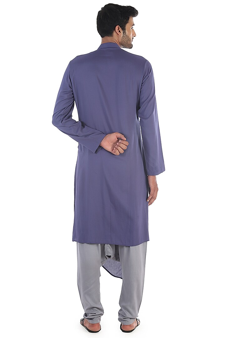 Cobalt Blue Draped Kurta by Sadan Pande Men at Pernia's Pop Up Shop
