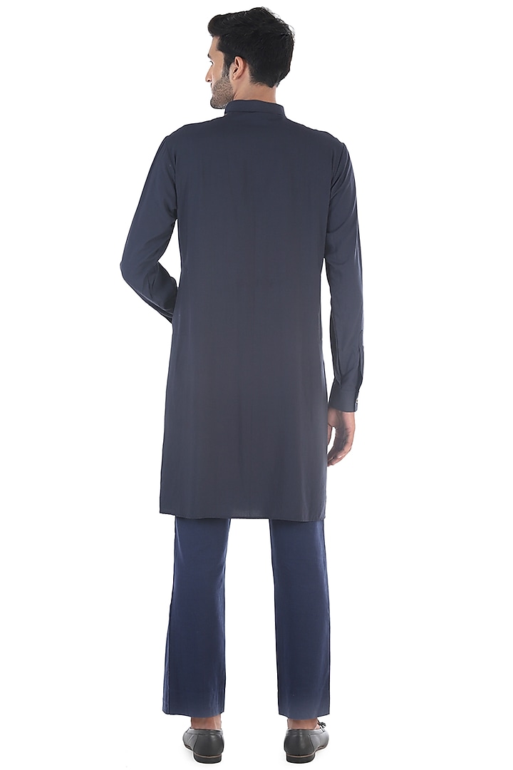 Grey Draped Cotton Kurta by Sadan Pande Men at Pernia's Pop Up Shop