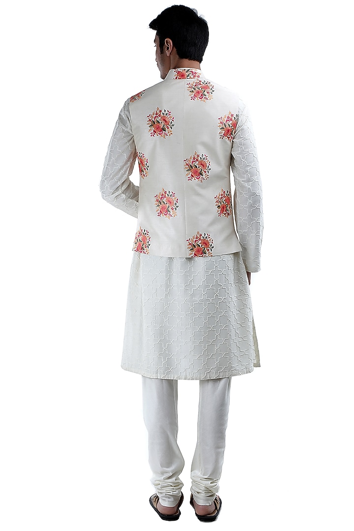 White Hand Embroidered Jacket by Sadan Pande Men at Pernia's Pop Up Shop