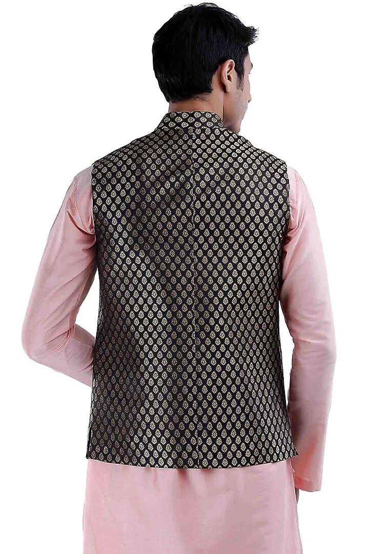 Pink Self Weaved Jacket by Sadan Pande Men at Pernia's Pop Up Shop