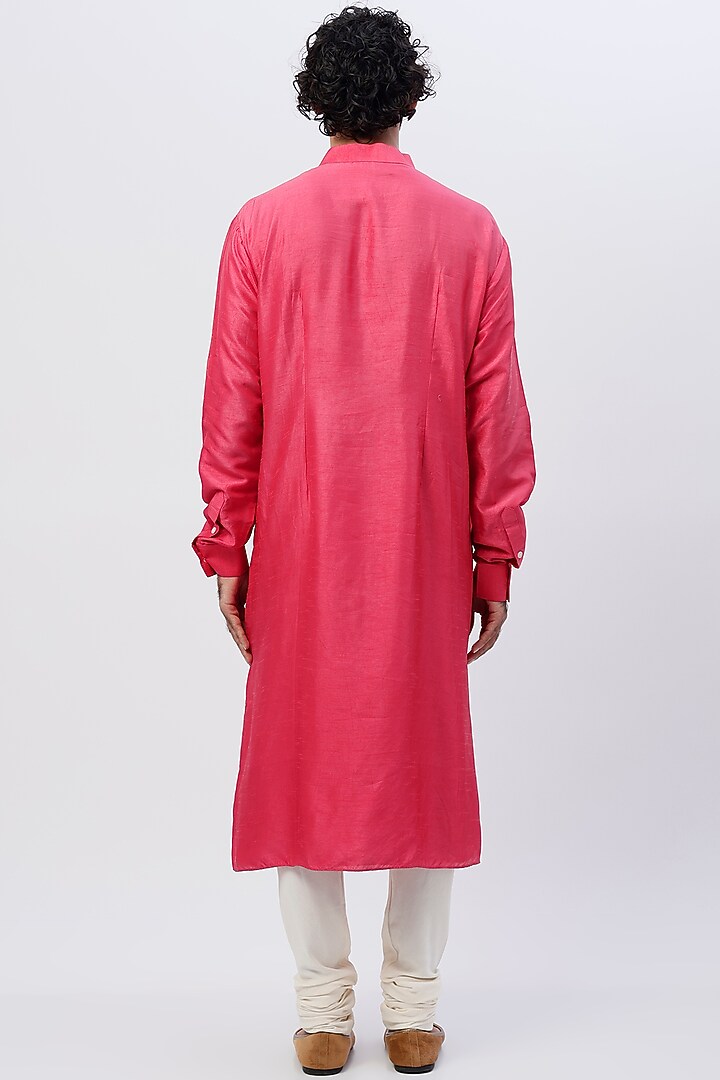 Deep Pink Cotton Draped Kurta by SHIRRIN DESIGN CO. MEN at Pernia's Pop Up Shop