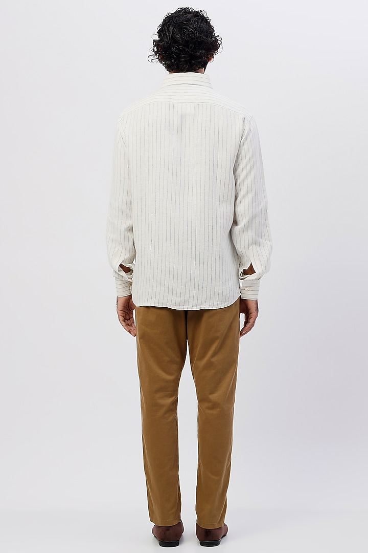 White Printed & Embroidered Party Wear Shirt by SHIRRIN DESIGN CO. MEN at Pernia's Pop Up Shop