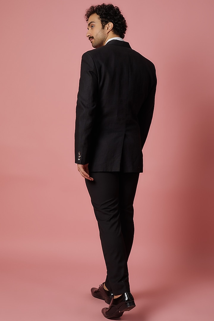 Black Linen Jacket by SHIRRIN DESIGN CO. MEN at Pernia's Pop Up Shop