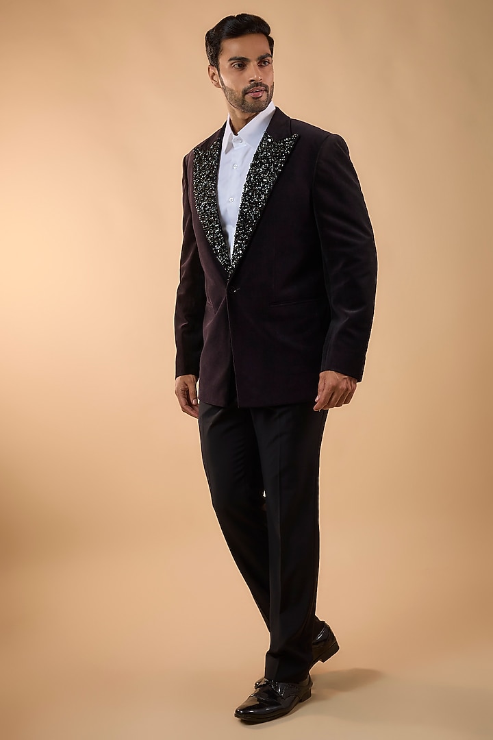 Black Velvet Tuxedo Set by SDS by KUSHAL SHAH at Pernia's Pop Up Shop