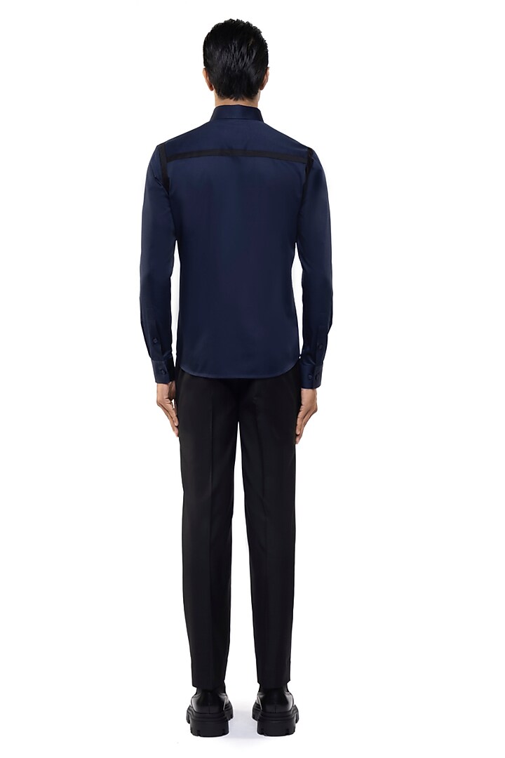 Navy Giza Cotton Party Wear Shirt by SDS by KUSHAL SHAH at Pernia's Pop Up Shop