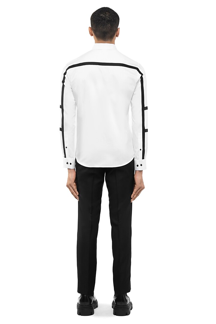 White Giza Cotton Party Wear Shirt by SDS by KUSHAL SHAH at Pernia's Pop Up Shop