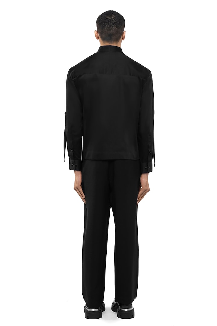 Black Giza Cotton Party Wear Shirt by SDS by KUSHAL SHAH at Pernia's Pop Up Shop