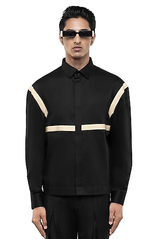 Black Giza Cotton Shirt by SDS by KUSHAL SHAH