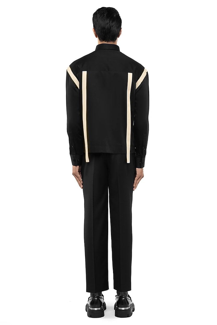 Black Giza Cotton Party Wear Shirt by SDS by KUSHAL SHAH at Pernia's Pop Up Shop