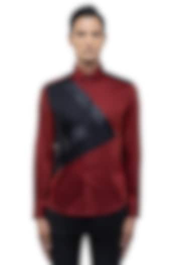 Maroon Giza Cotton Party Wear Shirt by SDS by KUSHAL SHAH at Pernia's Pop Up Shop