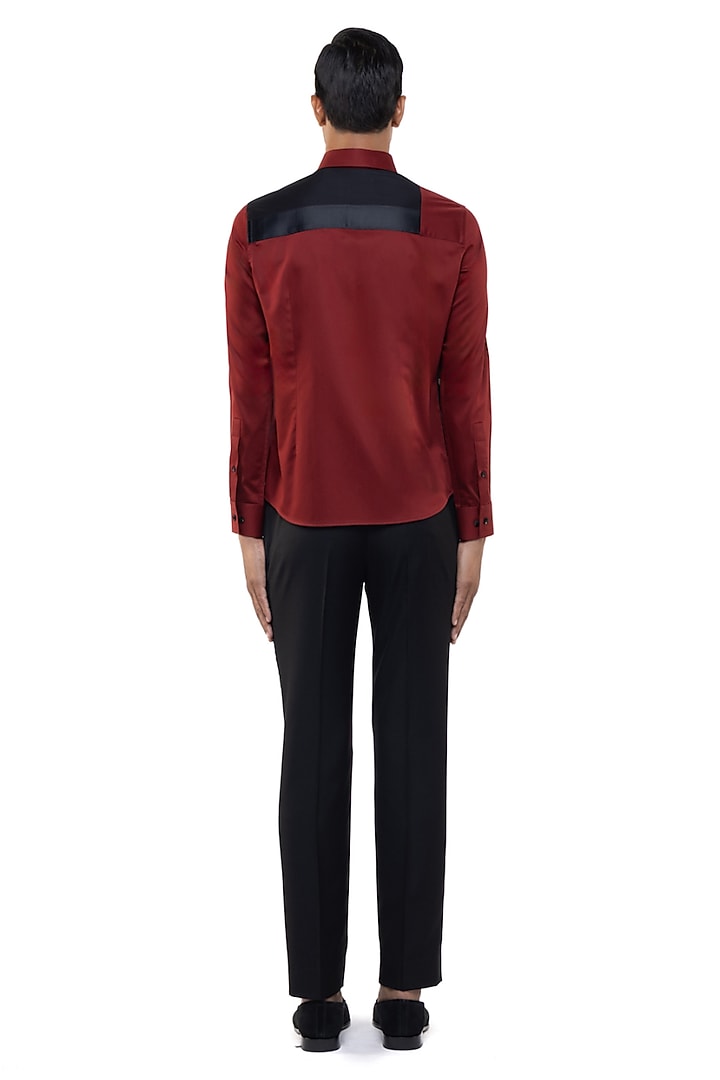 Maroon Giza Cotton Party Wear Shirt by SDS by KUSHAL SHAH at Pernia's Pop Up Shop