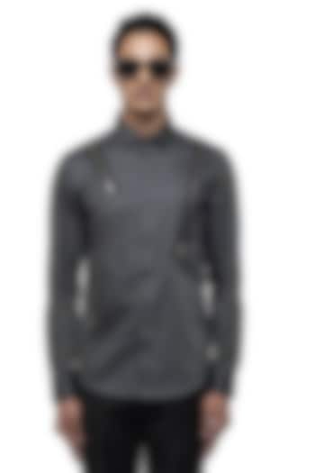 Grey Giza Cotton Party Wear Shirt by SDS by KUSHAL SHAH at Pernia's Pop Up Shop