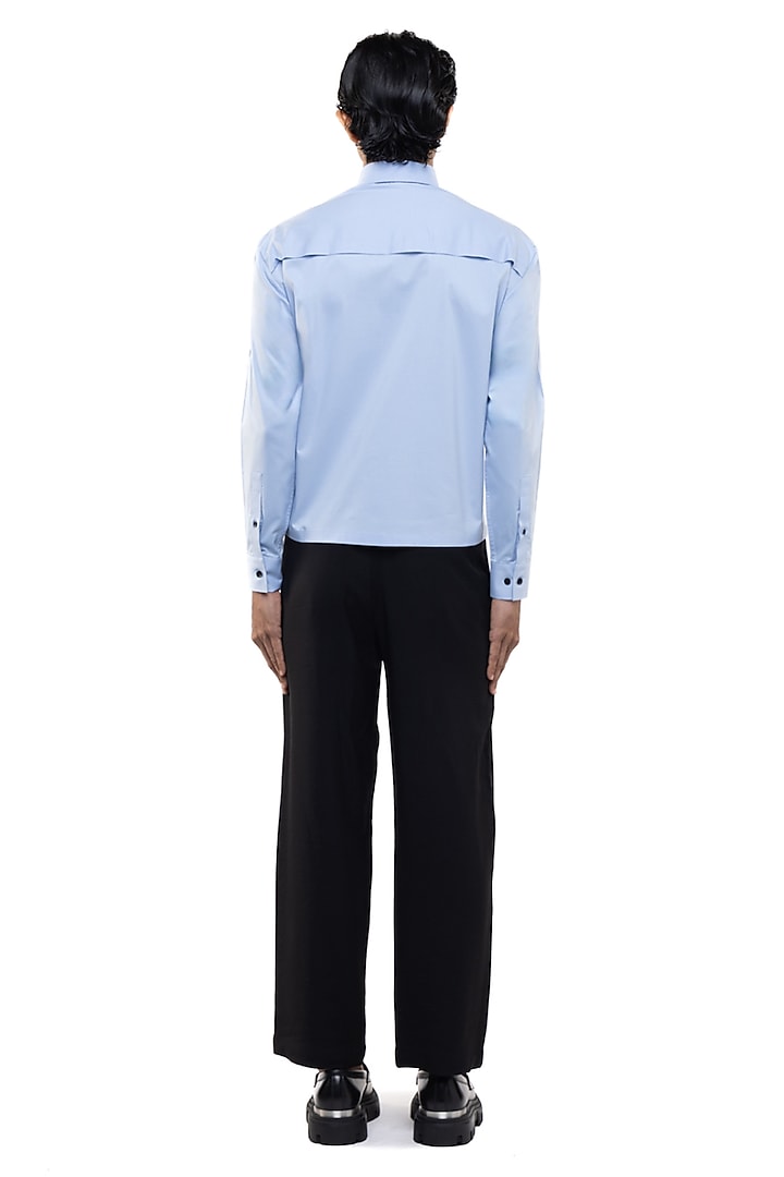 Light Blue Cotton Elastane Party Wear Shirt by SDS by KUSHAL SHAH at Pernia's Pop Up Shop