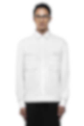 White Giza Cotton Party Wear Shirt by SDS by KUSHAL SHAH at Pernia's Pop Up Shop