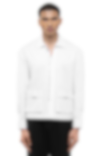 White Cotton Elastane Party Wear Shirt by SDS by KUSHAL SHAH at Pernia's Pop Up Shop