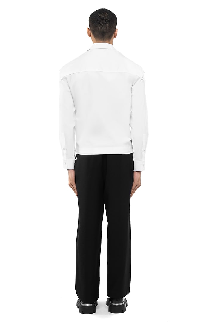 White Cotton Elastane Party Wear Shirt by SDS by KUSHAL SHAH at Pernia's Pop Up Shop