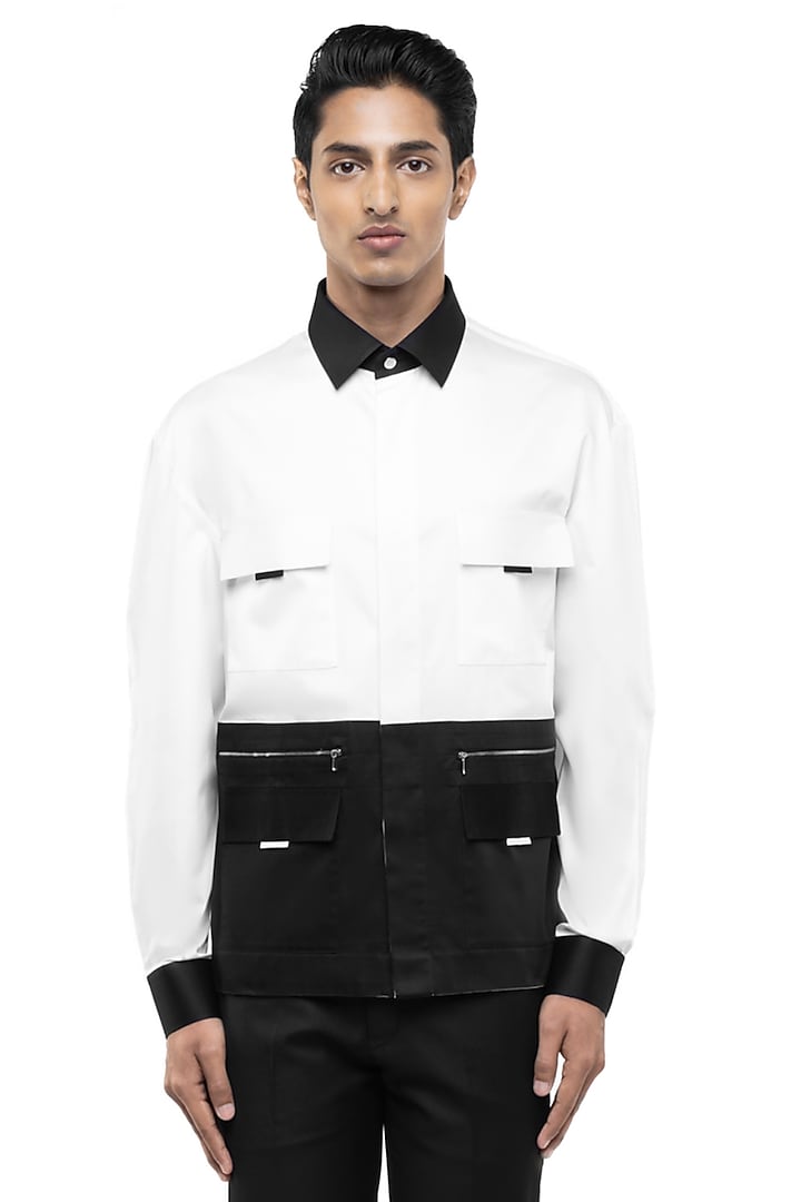 White Giza Cotton Party Wear Shirt by SDS by KUSHAL SHAH at Pernia's Pop Up Shop