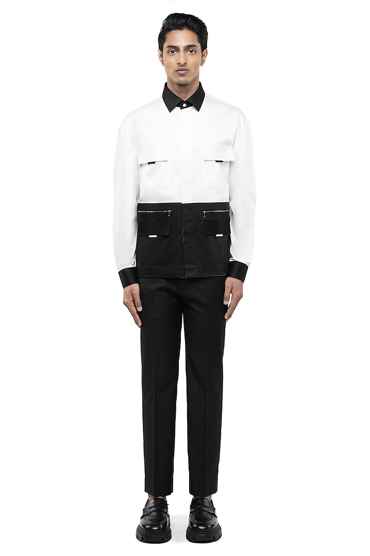 White Giza Cotton Party Wear Shirt by SDS by KUSHAL SHAH at Pernia's Pop Up Shop