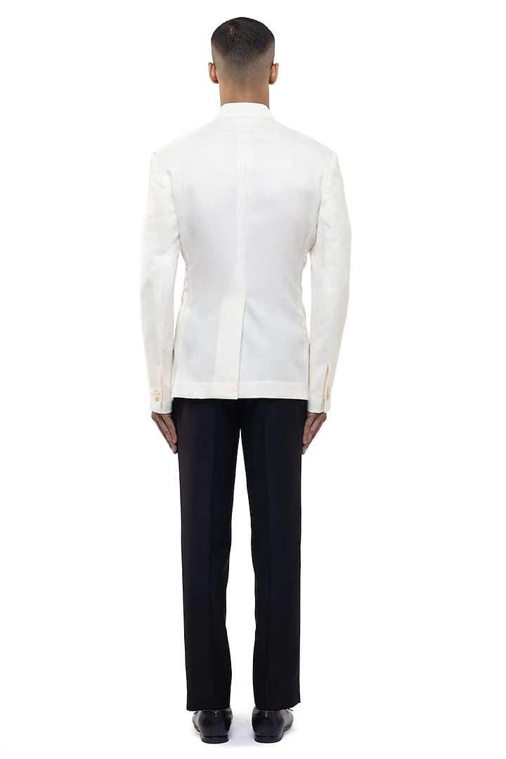 White Suiting Groom Bandhgala Set by SDS by KUSHAL SHAH at Pernia's Pop Up Shop