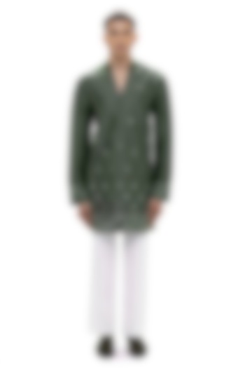 Green Silk & Organza Embroidered Kurta Set by SDS by KUSHAL SHAH at Pernia's Pop Up Shop