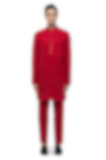 Red Georgette Floral Embroidered Kurta Set by SDS by KUSHAL SHAH at Pernia's Pop Up Shop