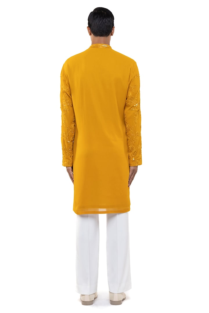Yellow Georgette Floral Embroidered Kurta Set by SDS by KUSHAL SHAH at Pernia's Pop Up Shop